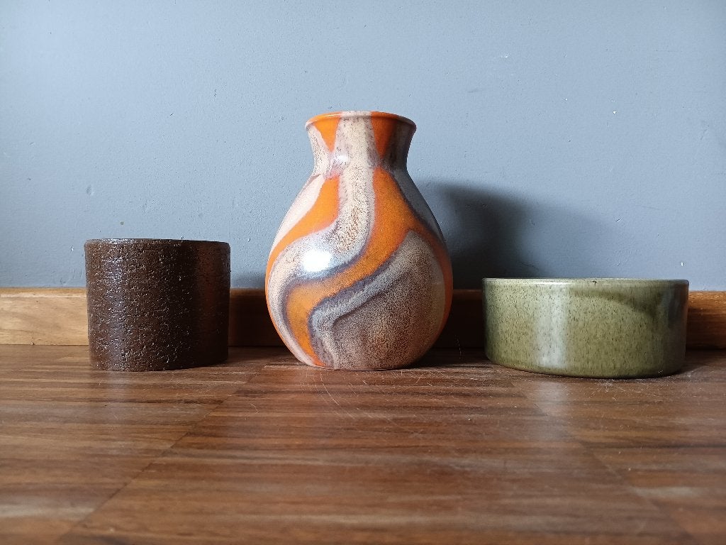 Vintage vaas en 2 bloempotten, Ophalen of Verzenden, Huis en Inrichting