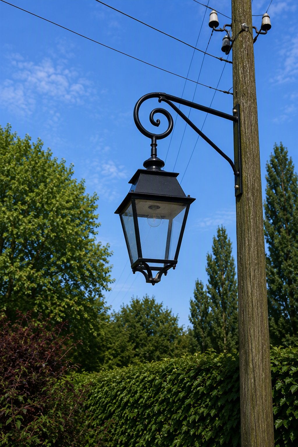Antieke franse straatlamp, straatlantaarn, telefoonpaal, Staande lamp, Ophalen of Verzenden, 50 tot 250 watt, IJzer