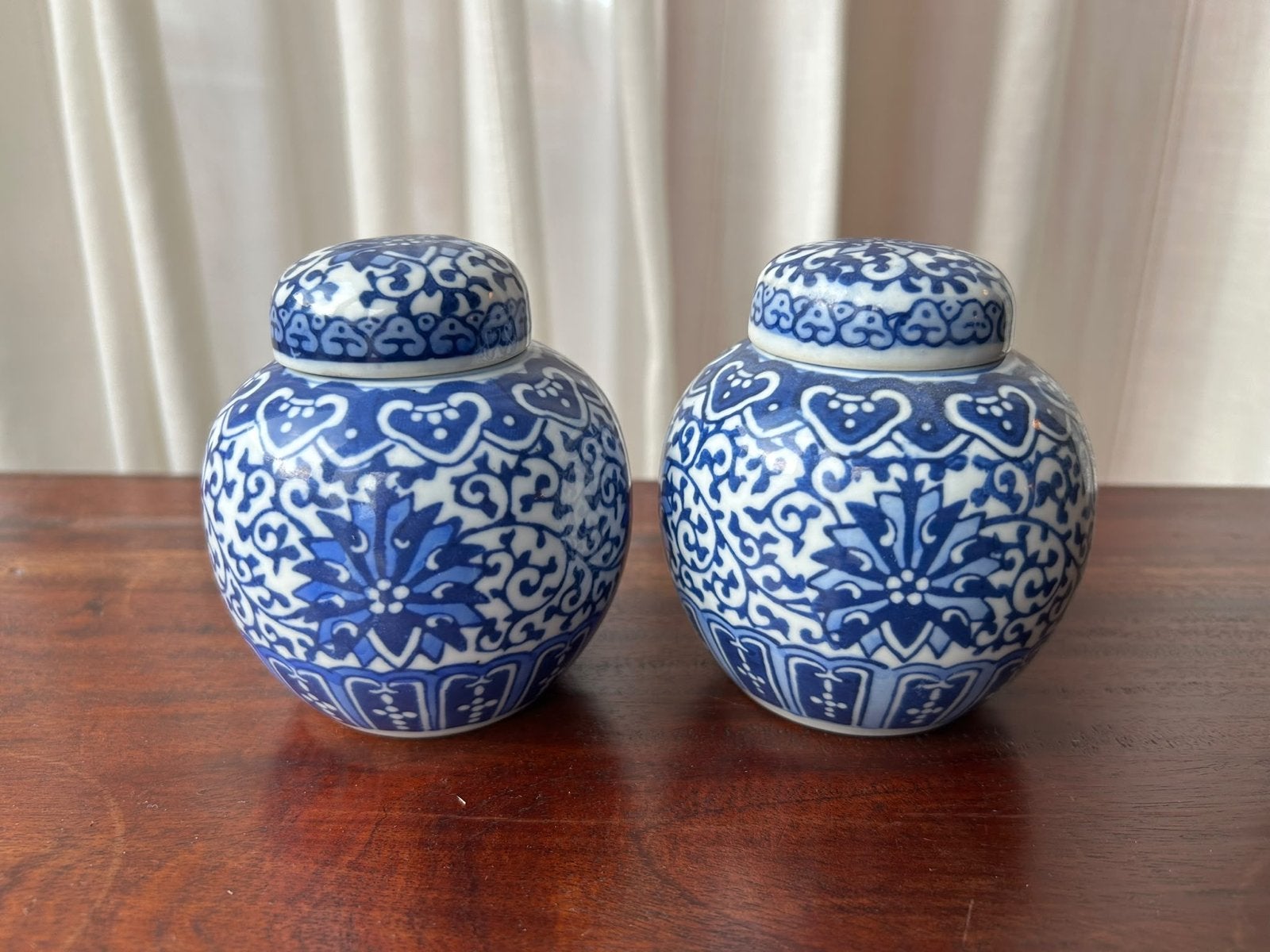 Set van 2 Chinese gemberpotten, blauw-wit porselein, Ophalen of Verzenden