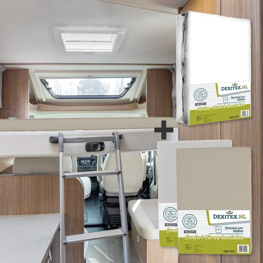 Textielpakket Hefbed 1 Molton + 2 Jersey hoeslakens 1 Molton, Caravans en Kamperen, Niet ingevuld, Niet ingevuld, Niet ingevuld