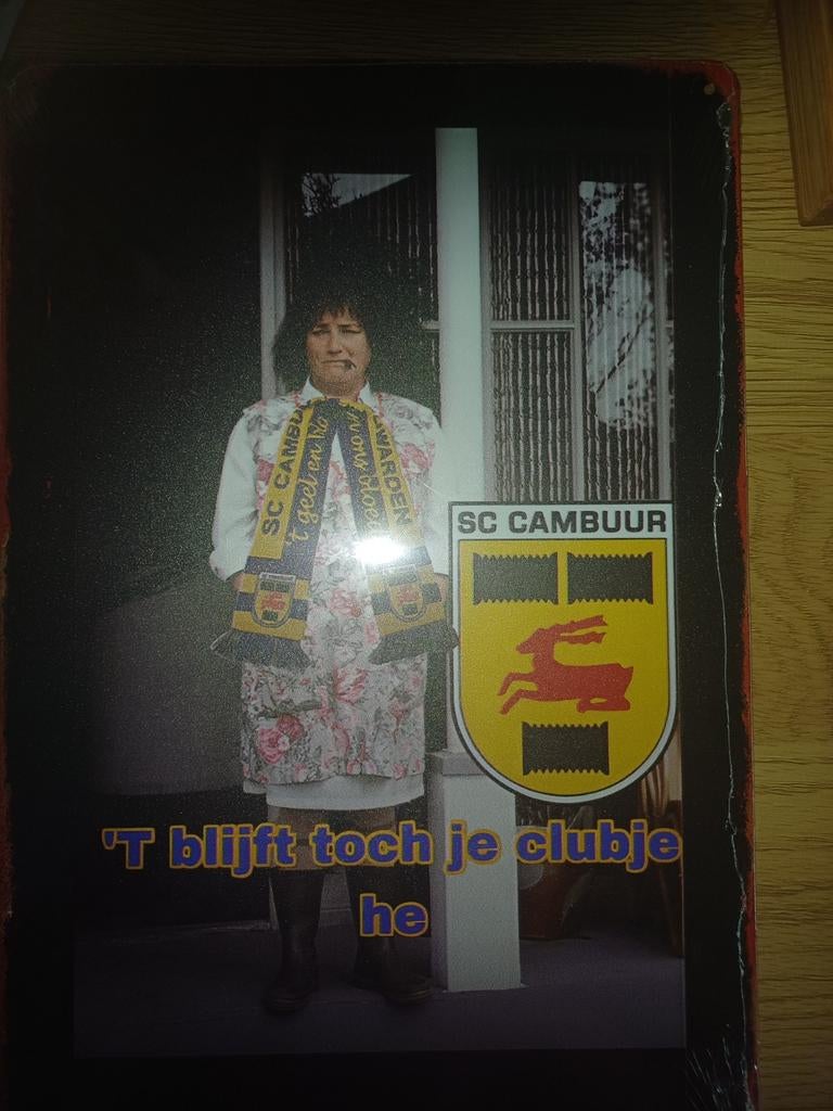 Blikken bordje Ma Flodder  Cambuur 20x30 cm, Ophalen of Verzenden, Nieuw, NAC Breda