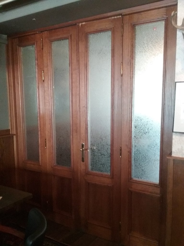 Handgemaakte massief houten deuren met antiek glas, Ophalen, Gebruikt, 120 cm of meer, Binnendeur
