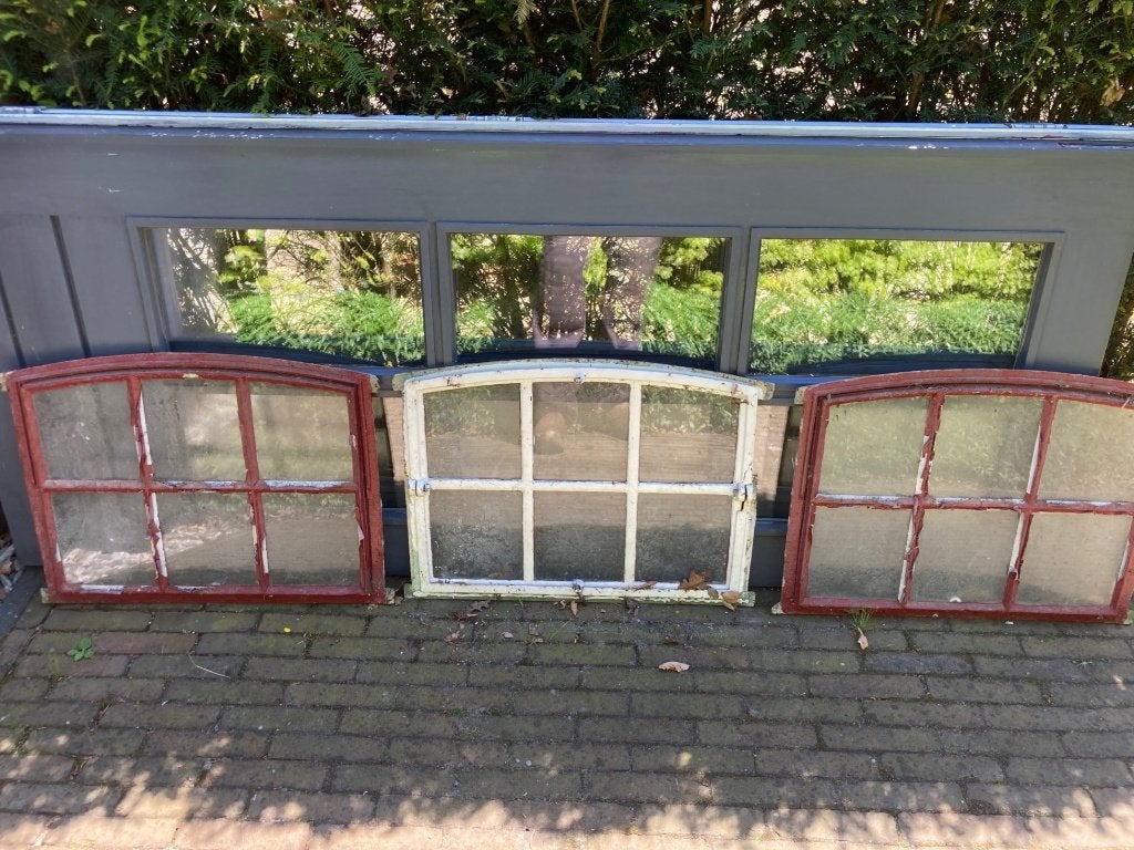 Set authentieke stalen stalramen kantelbaar, Ophalen, Gevelraam of Ruit, Gebruikt, Minder dan 80 cm