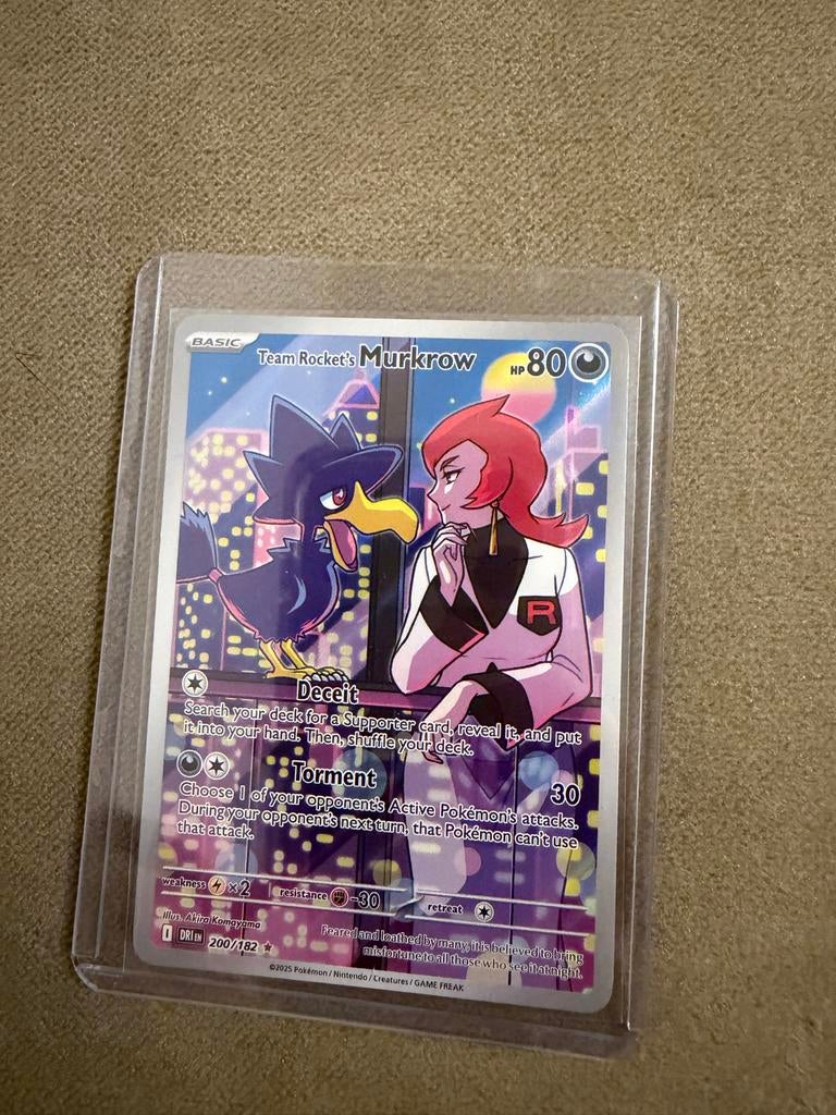 Team Rocket's Murkrow Pokémon Kaart 200/182, Ophalen of Verzenden, Zo goed als nieuw, Losse kaart