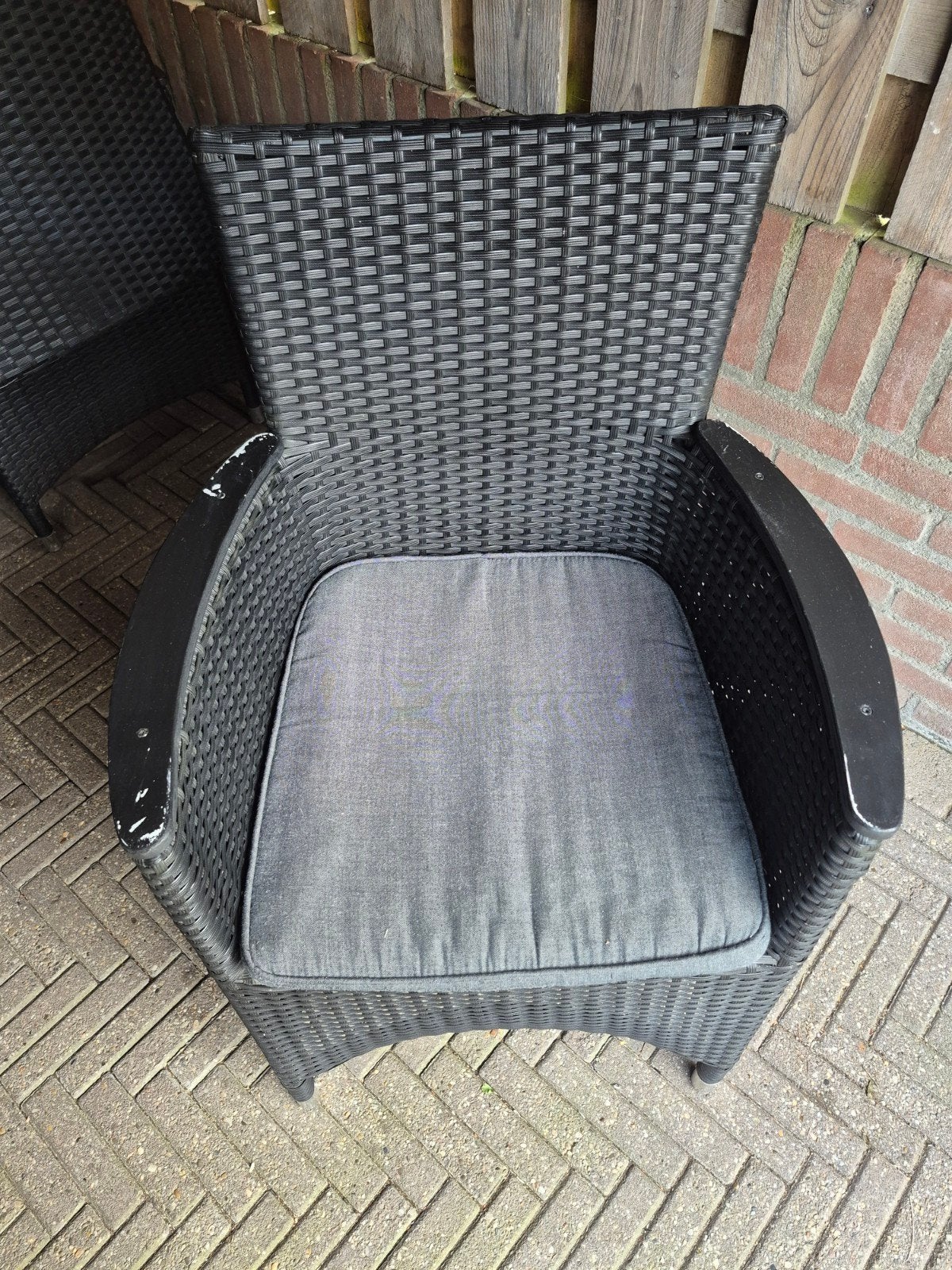 Bois Le Duc Wicker Tuinstoelen - Zwart (4 stuks), Ophalen, Gebruikt, Wicker