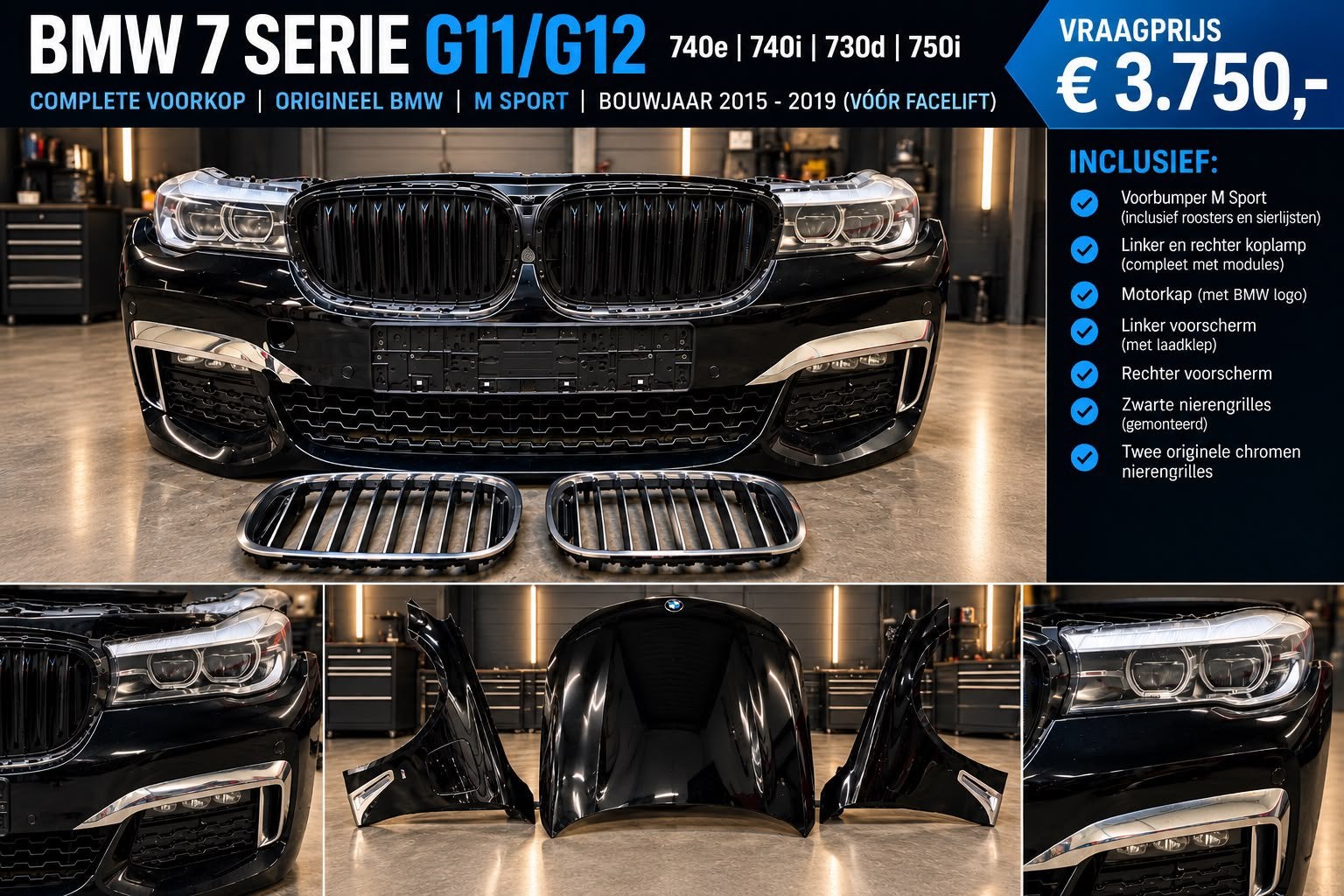 BMW 7 serie G11/G12 - Complete voorkop M sport, Verzenden, Voor, BMW, Bumper