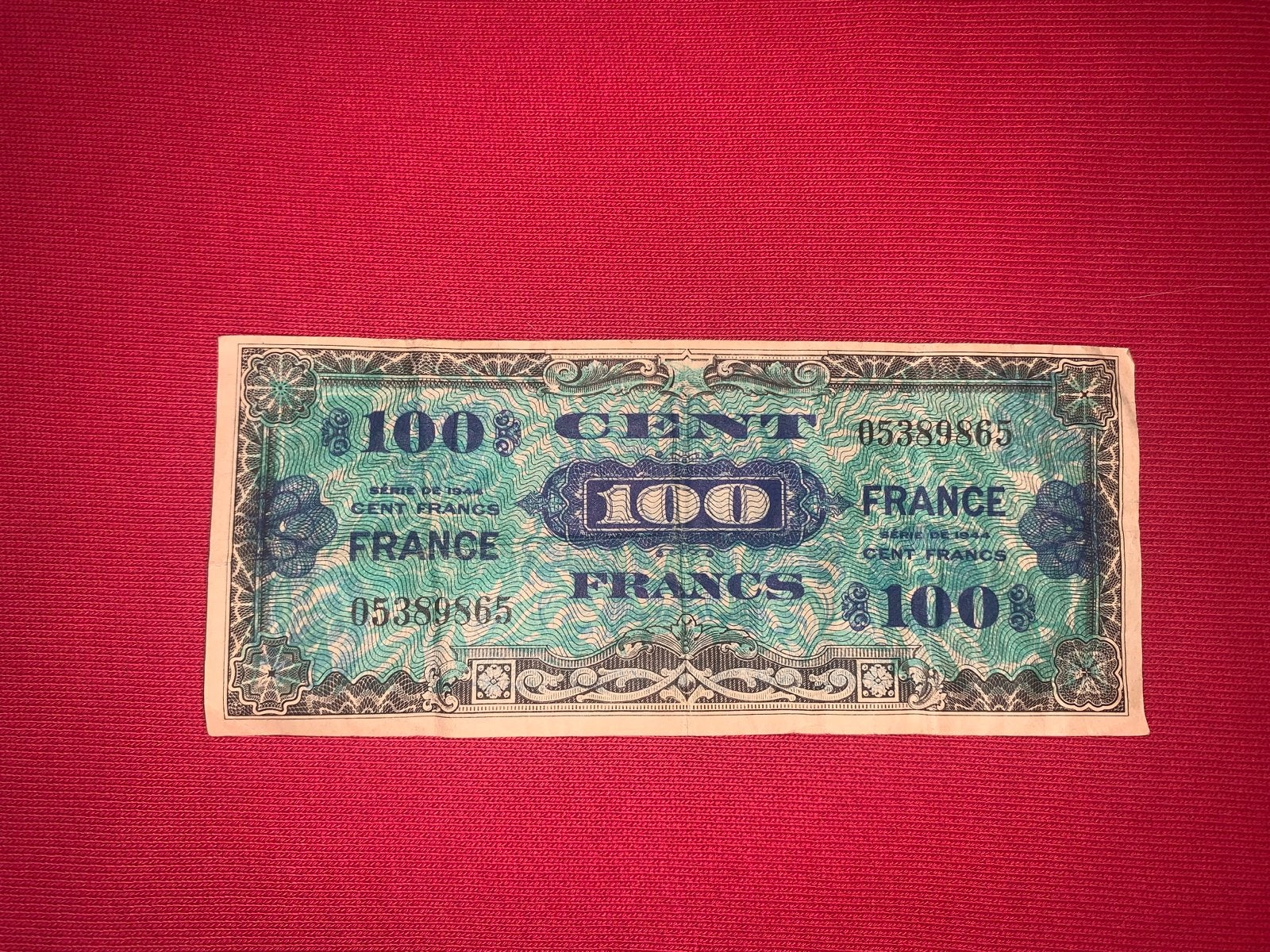 Zeldzaam Frans biljet van 100 Francs uit 1944, Postzegels en Munten, Bankbiljetten | Europa | Niet-Eurobiljetten, Ophalen of Verzenden
