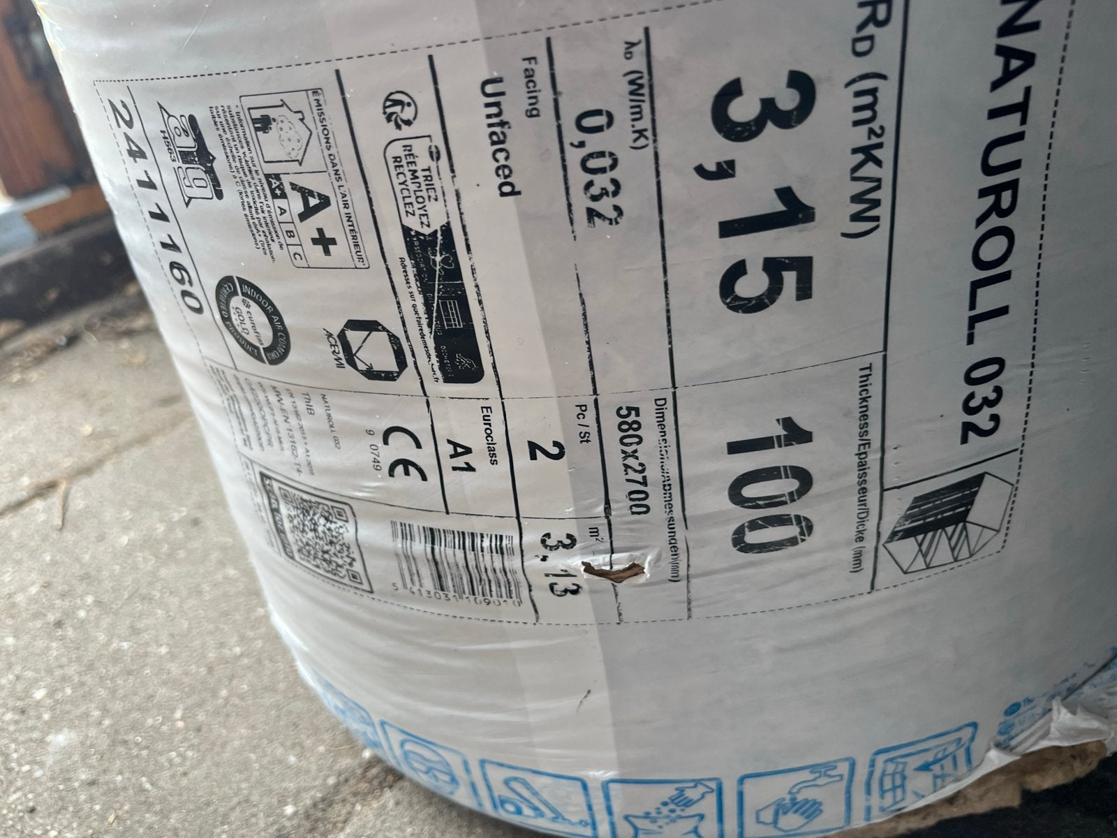 Knauf Naturoll 032 Glaswol isolatie (100mm en 120mm), Doe-het-zelf en Verbouw, Isolatie en Afdichting, Ophalen, 12 cm of meer