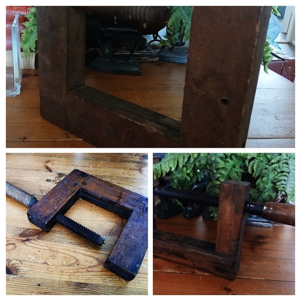 Antiek oude houten lijmklem lijmklemmen industrieel, Ophalen of Verzenden