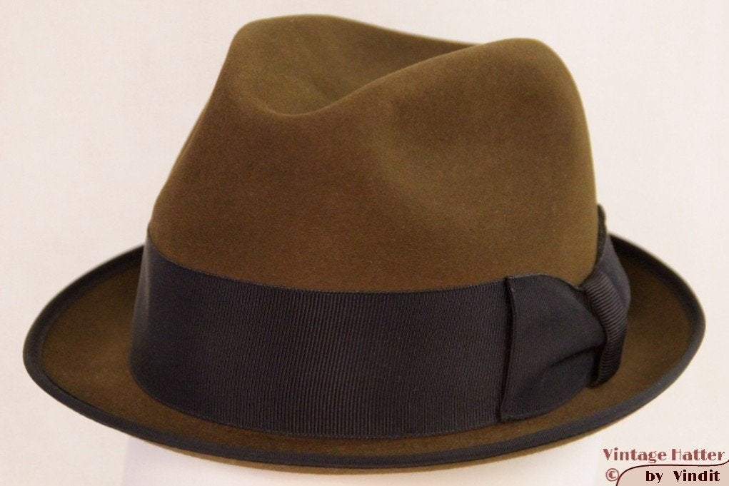Vintage Gleufhoed Wegener Luxor bruin 55 = S tot XS, Wegener Luxor, Hoed, Ophalen of Verzenden, 57 cm (M, 7⅛ inch) of minder