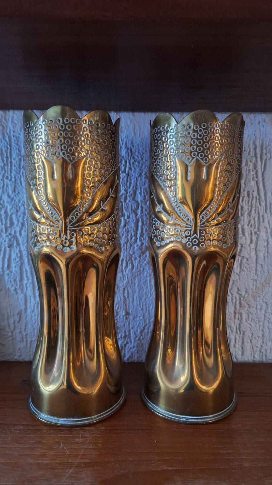 Trench art koperen hulzen., Ophalen of Verzenden