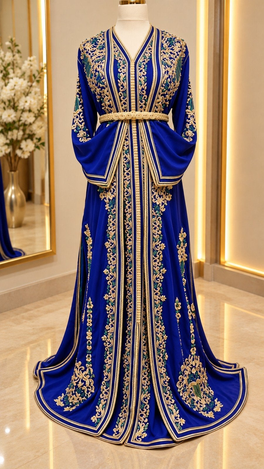 Marokkaanse jurk/ takchita/ kaftan, Overige typen, Blauw, Maat 42/44 (L), Ophalen of Verzenden