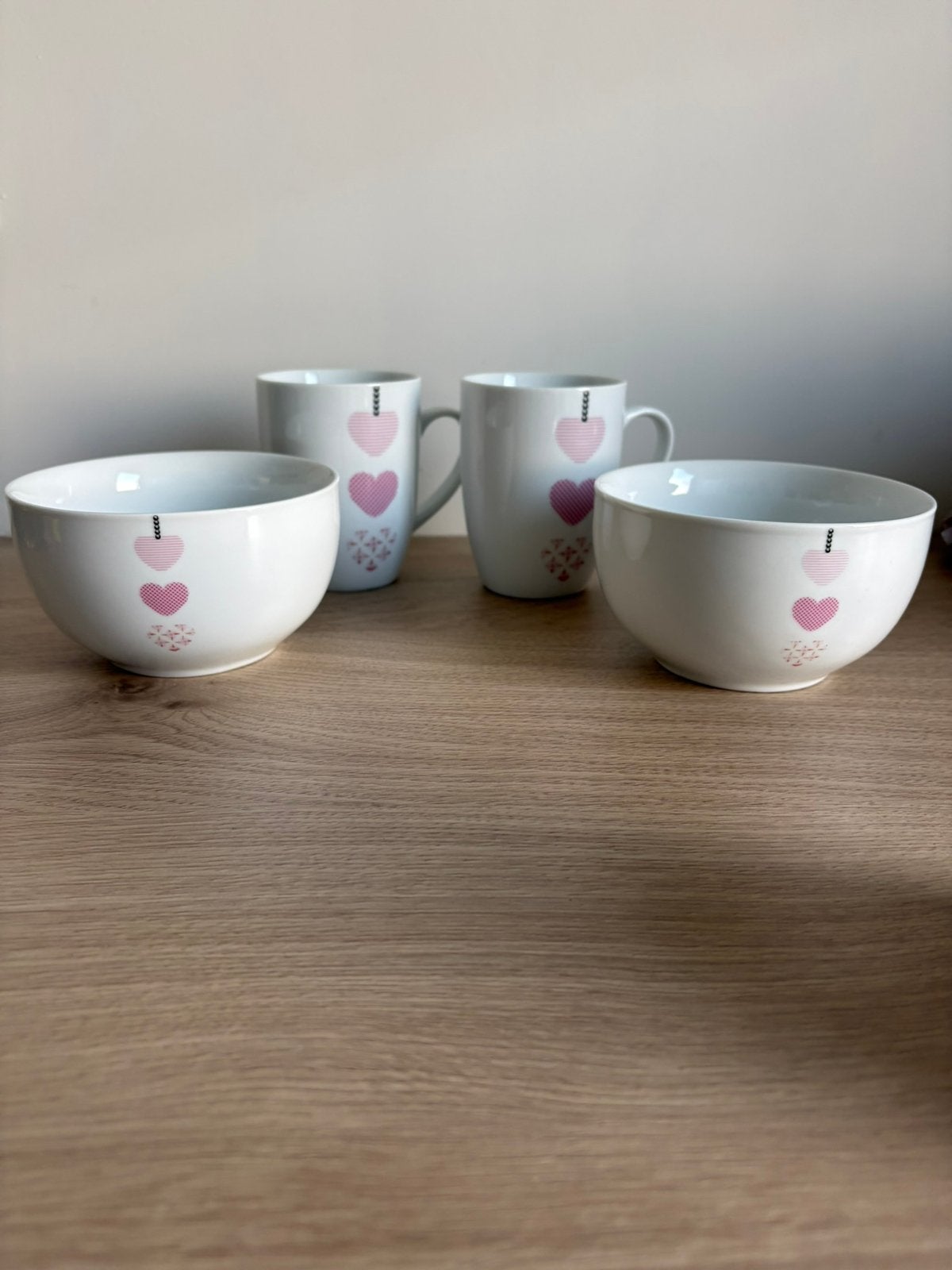 Ontbijtset 2x mok + 2x schaaltje voor yoghurt/fruit, Ophalen of Verzenden, Overige stijlen, Kop(pen) en/of Schotel(s)