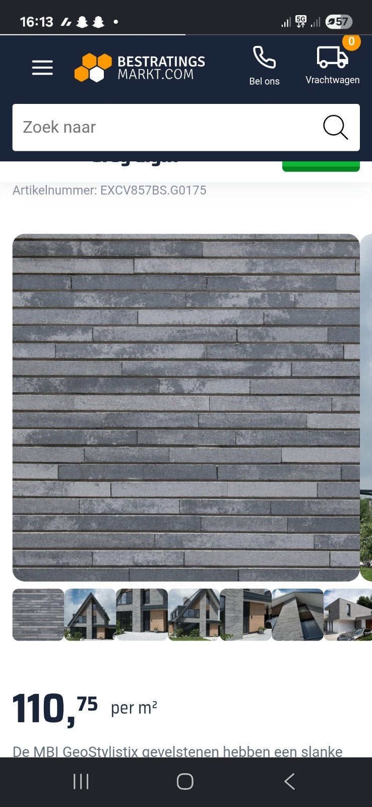 Metsel steen mbi geostylistix  60 cm lang 250 a300 stuk, Doe-het-zelf en Verbouw, Ophalen of Verzenden, Bakstenen