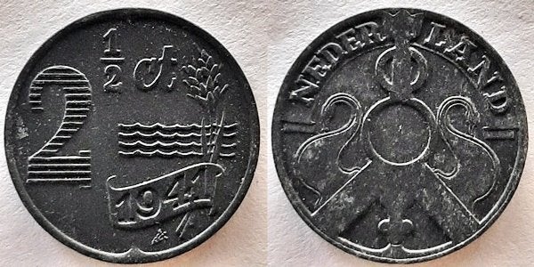 2 ½ cent 1941 Zink, Postzegels en Munten, Verzenden, Koningin Wilhelmina, Overige waardes