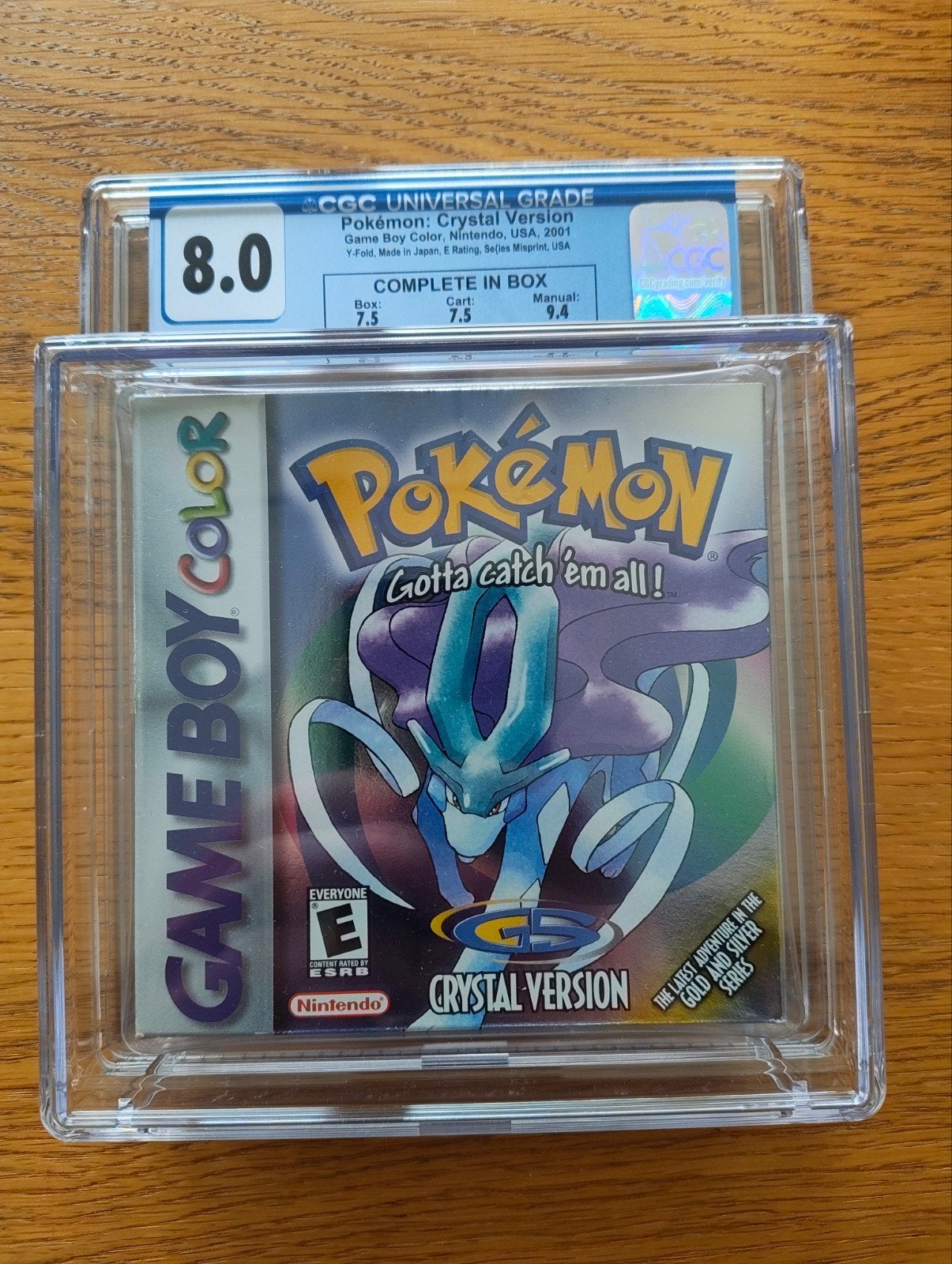 Pokémon Crystal Version (USA) – CGC 8.0 CIB – Series Misprin, Spelcomputers en Games, Games | Nintendo Game Boy, 1 speler, Ophalen of Verzenden