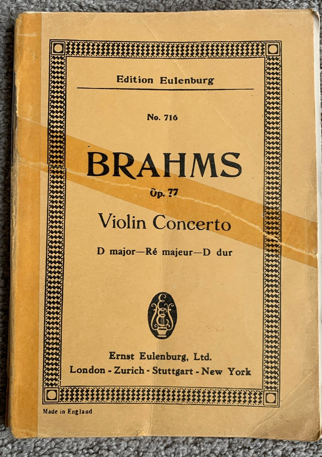 Brahms op 77 violin concerto, Muziek en Instrumenten, Bladmuziek, Klassiek, Ophalen of Verzenden, Zo goed als nieuw, Viool of Altviool