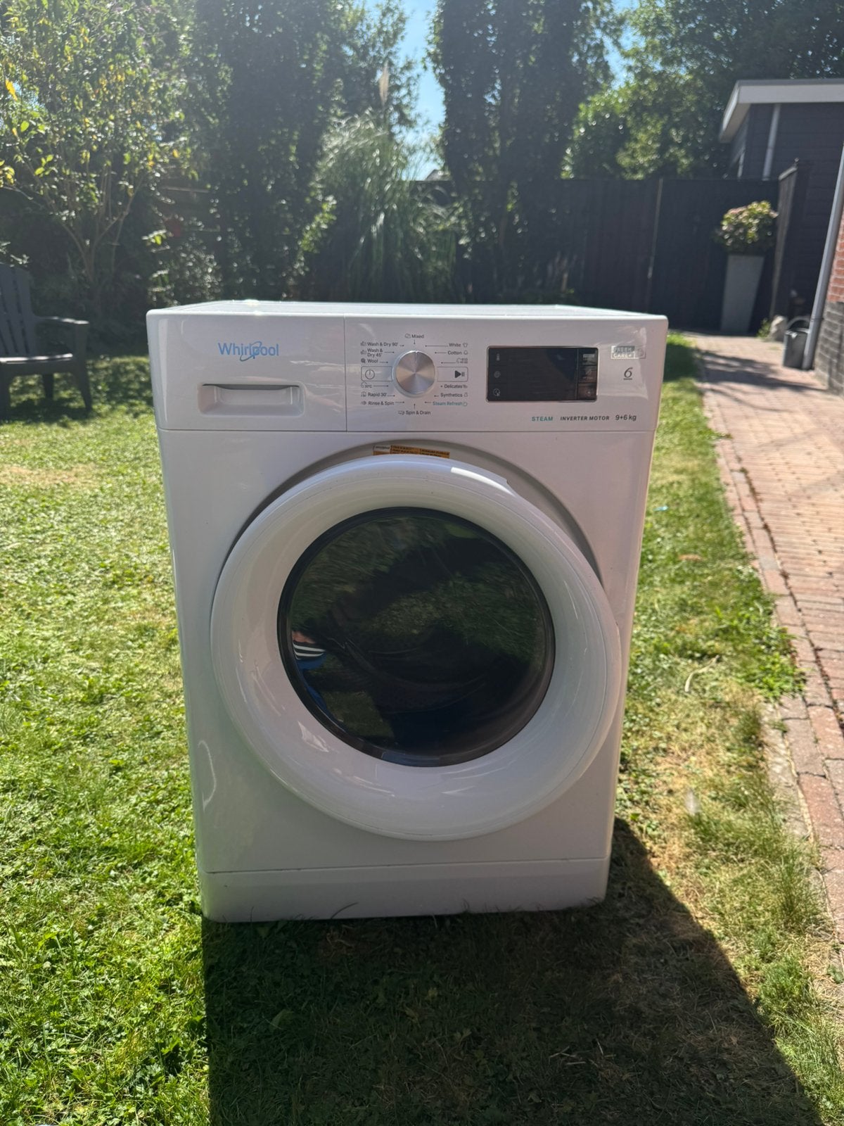 Whirlpool FFWDB 964369 WV EE - 9/6 kg, Ophalen, Zo goed als nieuw, 1200 tot 1600 toeren, 85 tot 90 cm