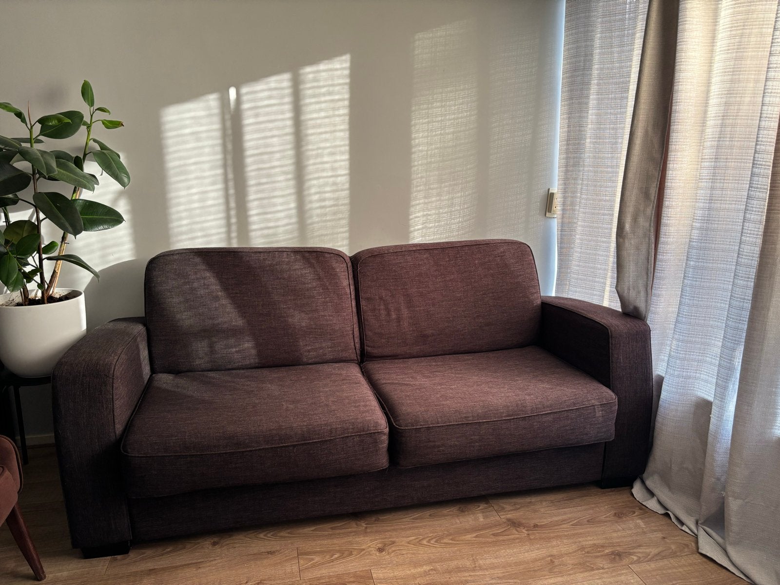 Comfortabele slaapbank - Bruin, Gebruikt, Bruin, Tweepersoons, Ophalen of Verzenden