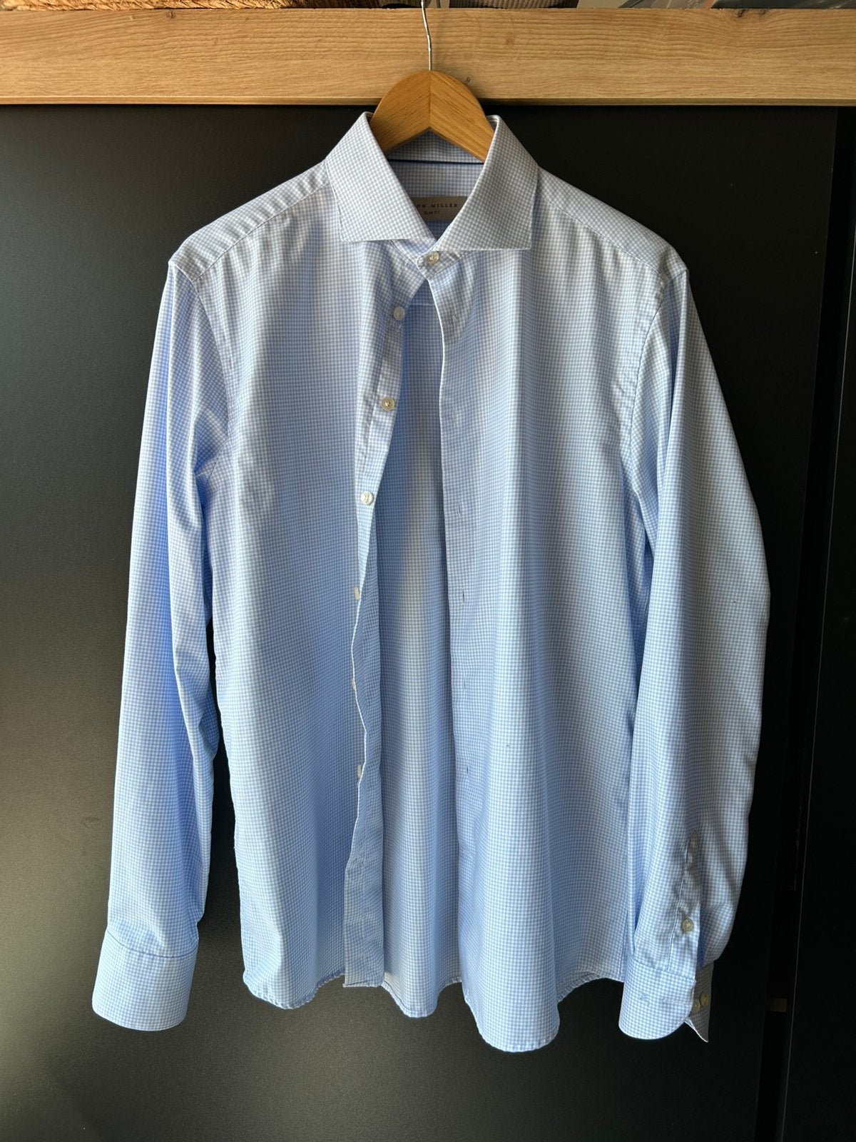 John Miller slim Fit Overhemd maat 41, Kleding | Heren, Overhemden, Ophalen of Verzenden, Zo goed als nieuw, Blauw, Halswijdte 41/42 (L)
