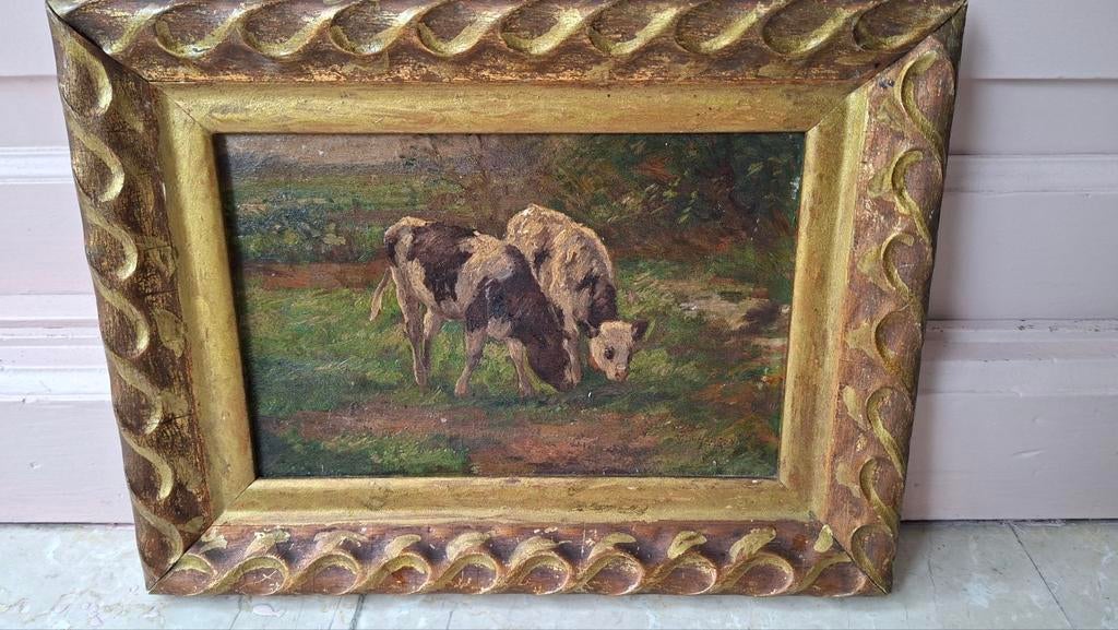 Olieverf schilderij koetjes, Antiek en Kunst, Ophalen of Verzenden