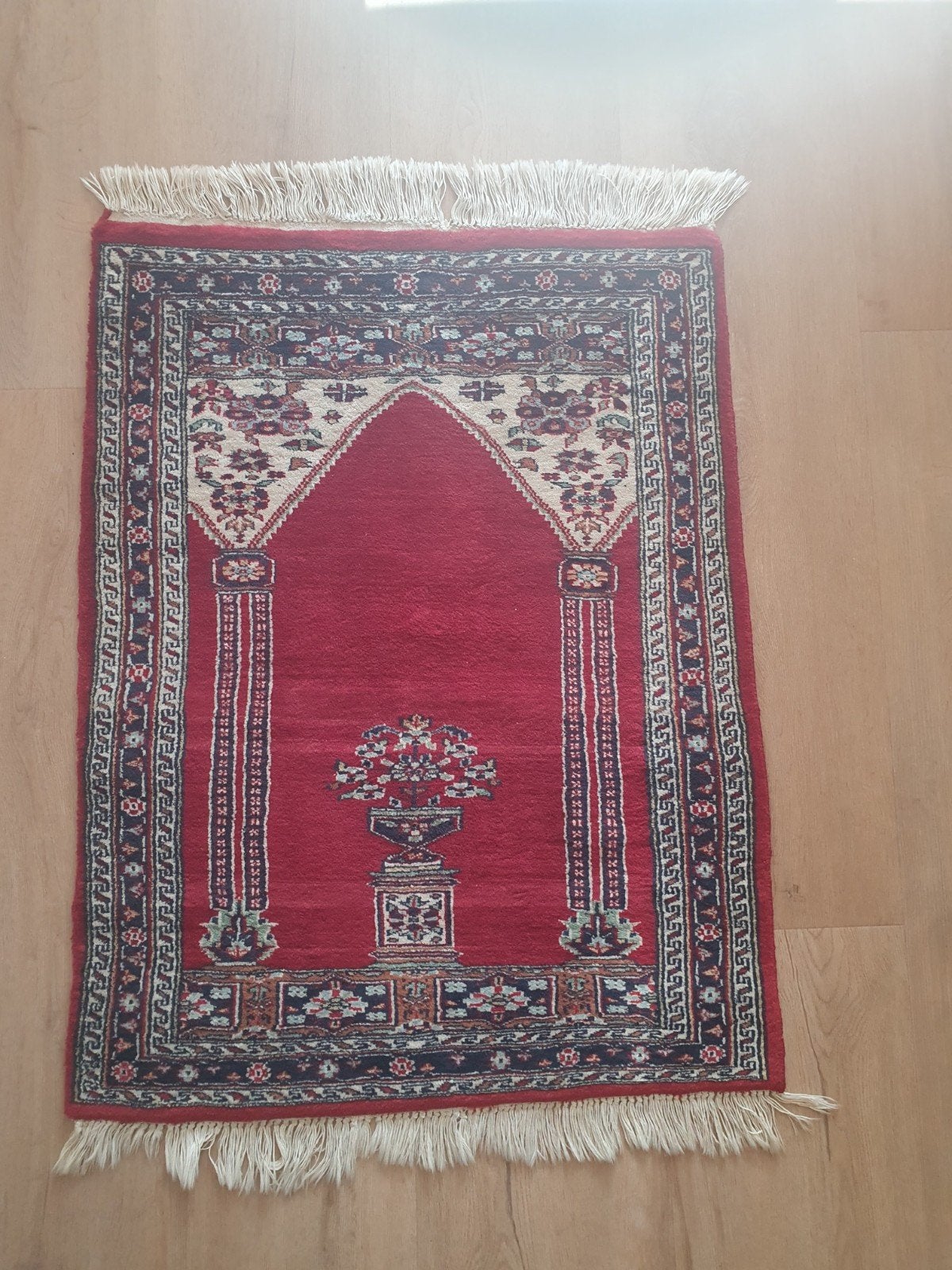 authentiek handgeknoopt oosters gebedskleed (Mihrab-ontwerp), Ophalen