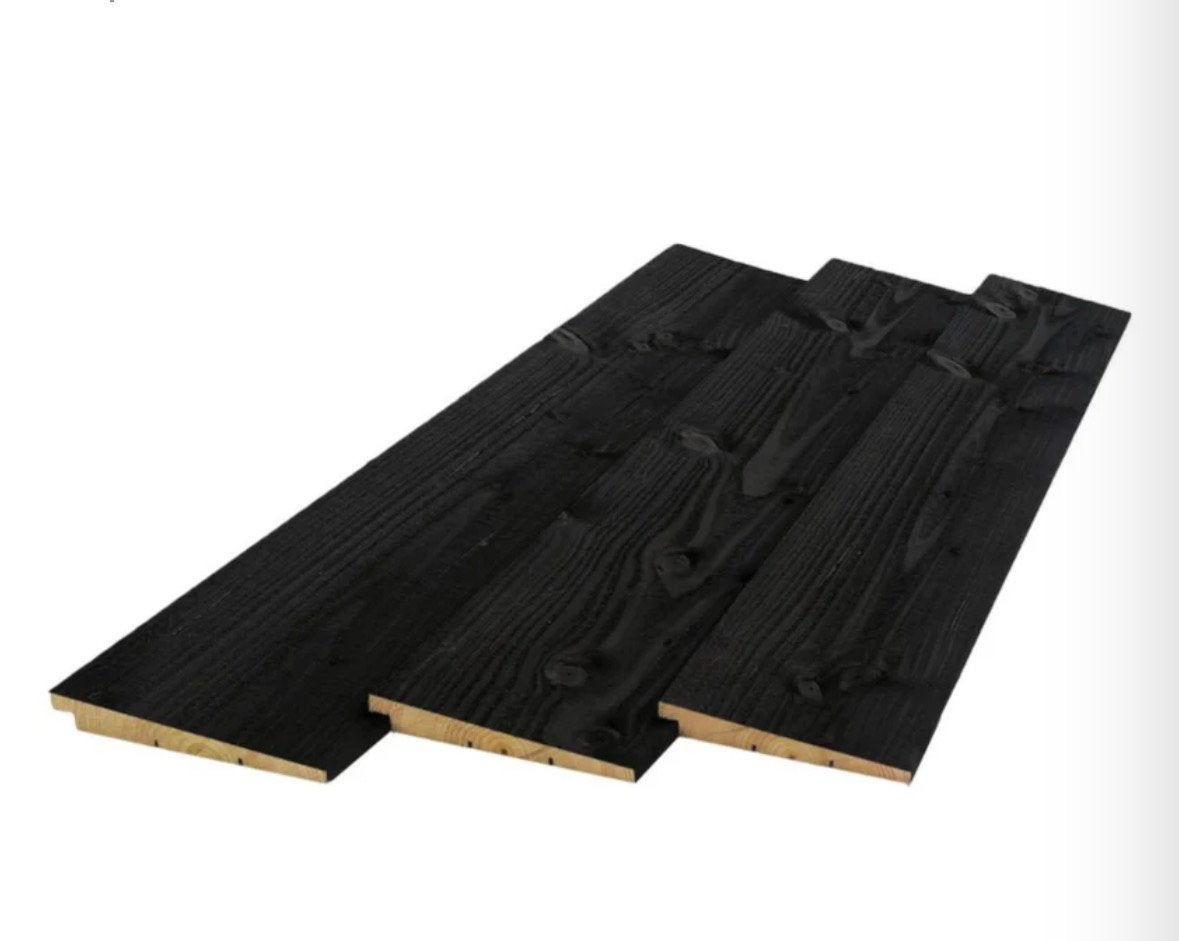 Zweeds rabat 100x Zweeds Rabat Zwart Gecoat, 16x195mm, Ophalen, Nieuw, Hout, Minder dan 20 mm