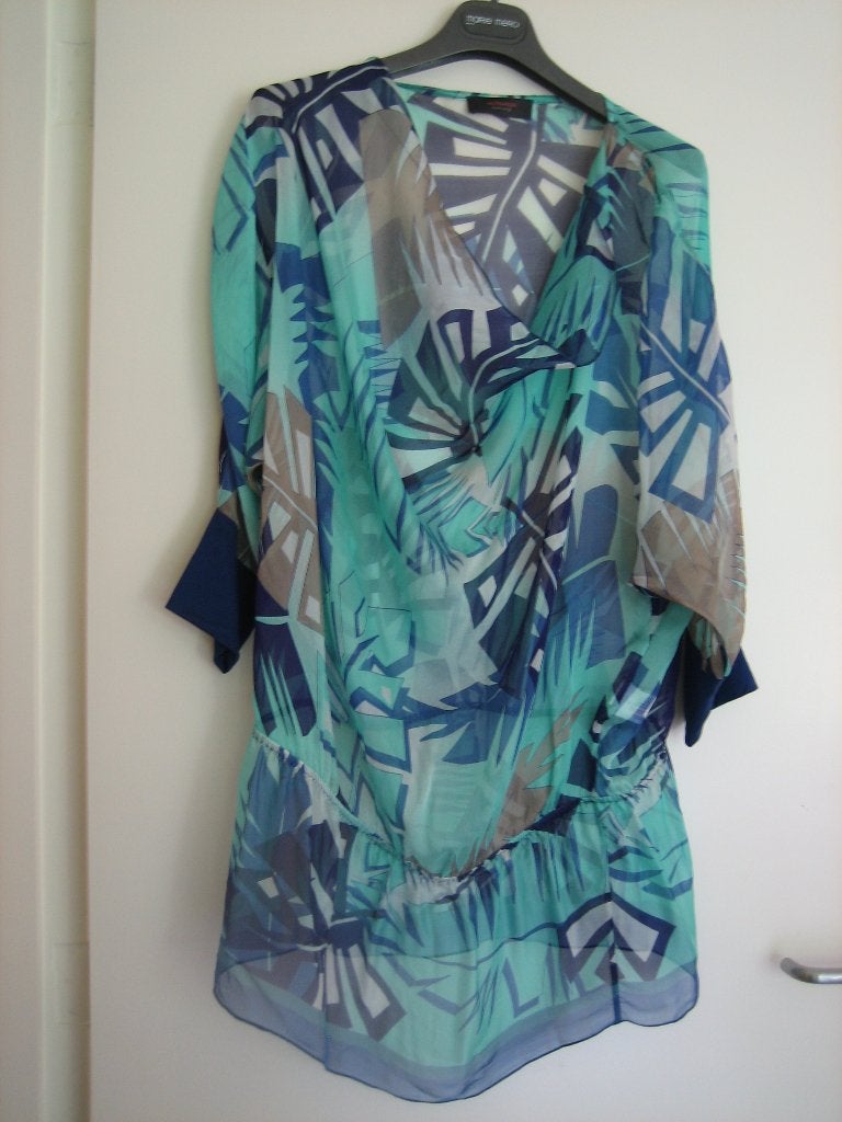 Prachtige 100% zijden tuniek in blauw LALTRAMODA 48 snazzeys, Maat 46/48 (XL) of groter, Nieuw, Laltramoda, Verzenden