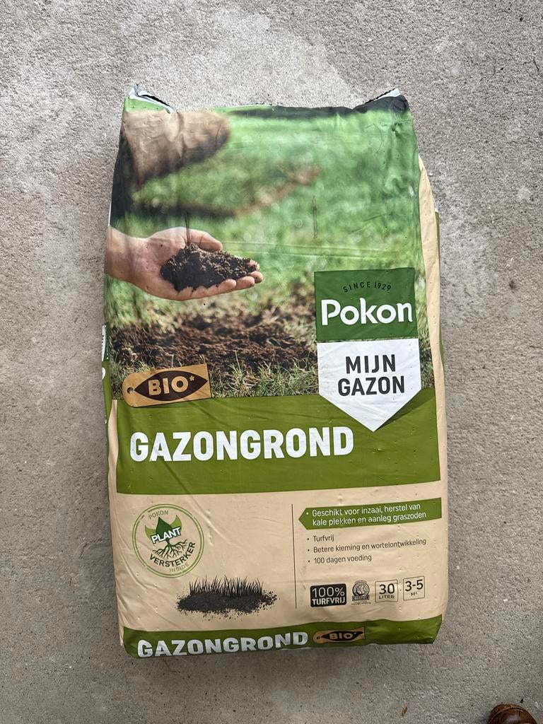 2x Pokon Gazongrond BIO 30L - Voor een gezond gazon, Tuin en Terras, Zand, Ophalen, Nieuw, Overige typen