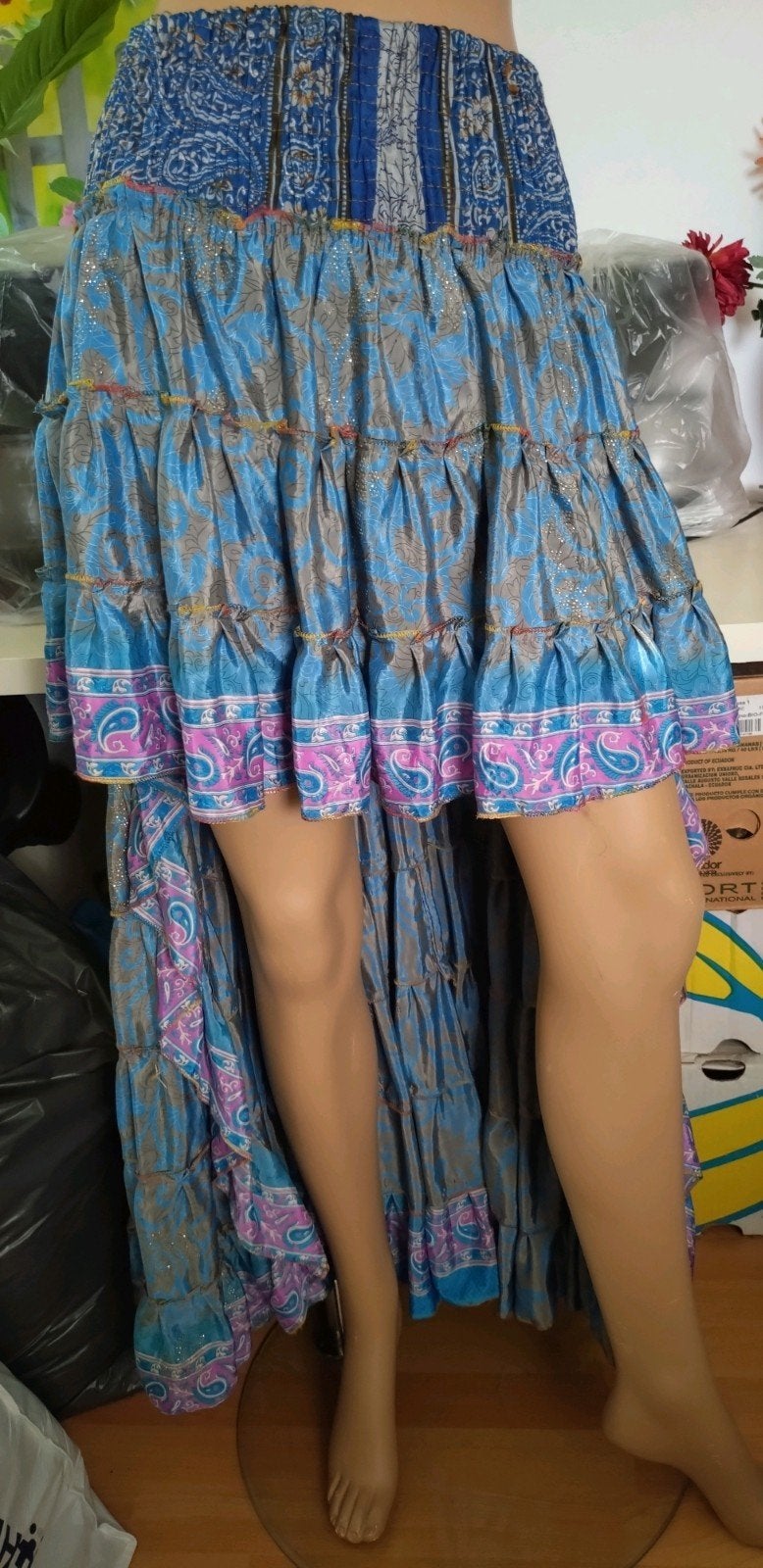 Prachtige lange Bohemian style van 100% Zijde  maat M 38 40, Kleding | Dames, Ophalen of Verzenden, Zo goed als nieuw, Maat 38/40 (M)