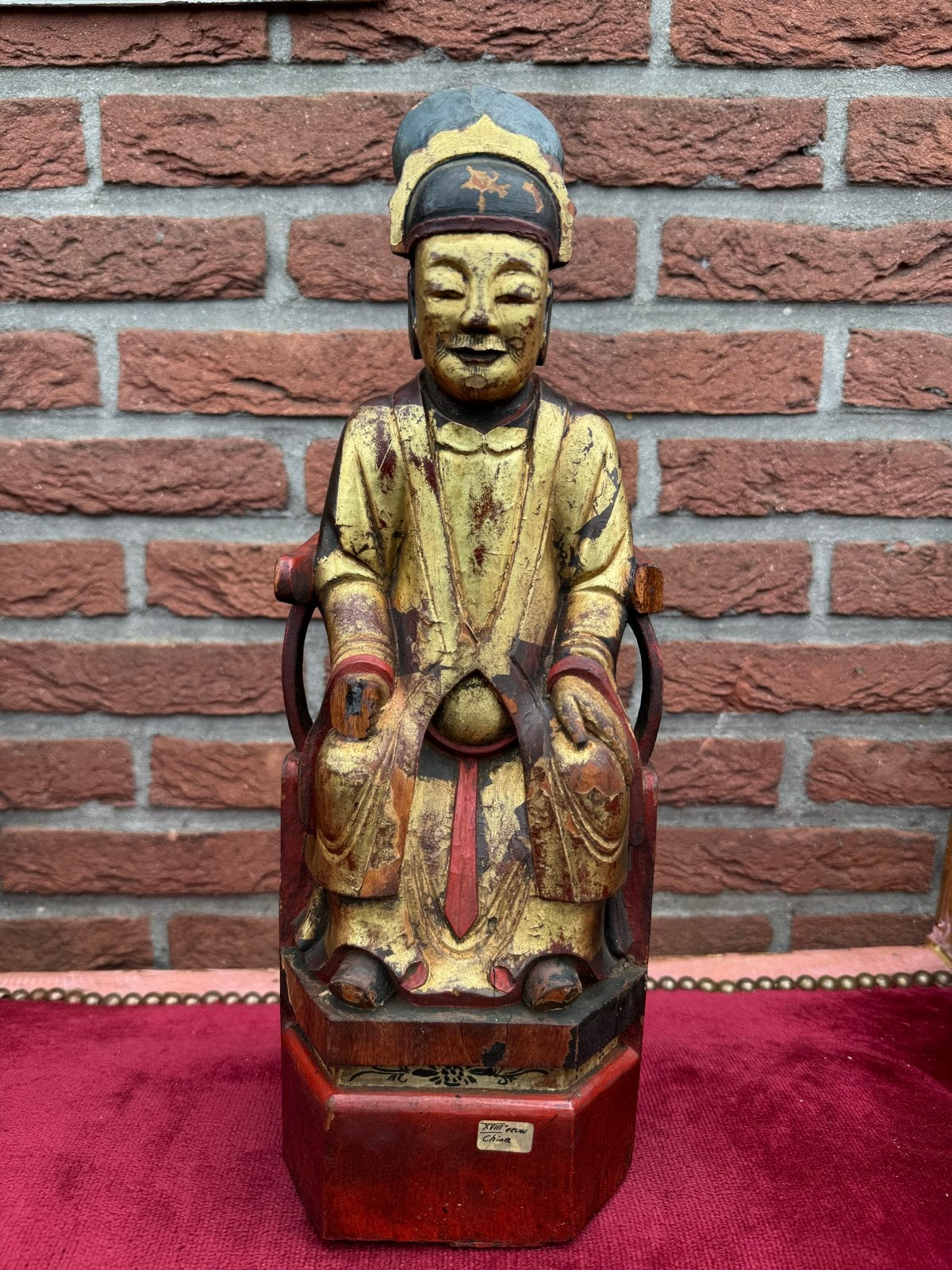Antiek Chinees Polychroom Tempelbeeld - Rond 1800, Ophalen of Verzenden, Handgemaakt, China, Meerkleurig