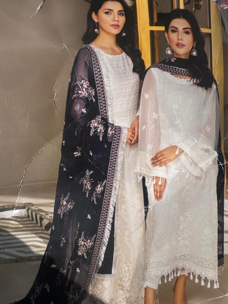 Alizeh by Bilal's Volume 5 - 03-Pareesa Chiffon Jurk, Maat 38/40 (M), Overige typen, Wit, Nieuw