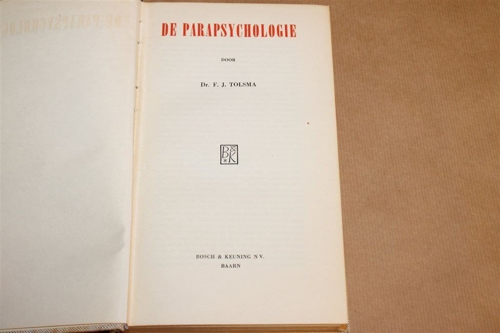 De Parapsychologie — F.J. Tolsma, Vintage 1950, Ophalen of Verzenden, Gelezen, Overige onderwerpen, Achtergrond en Informatie