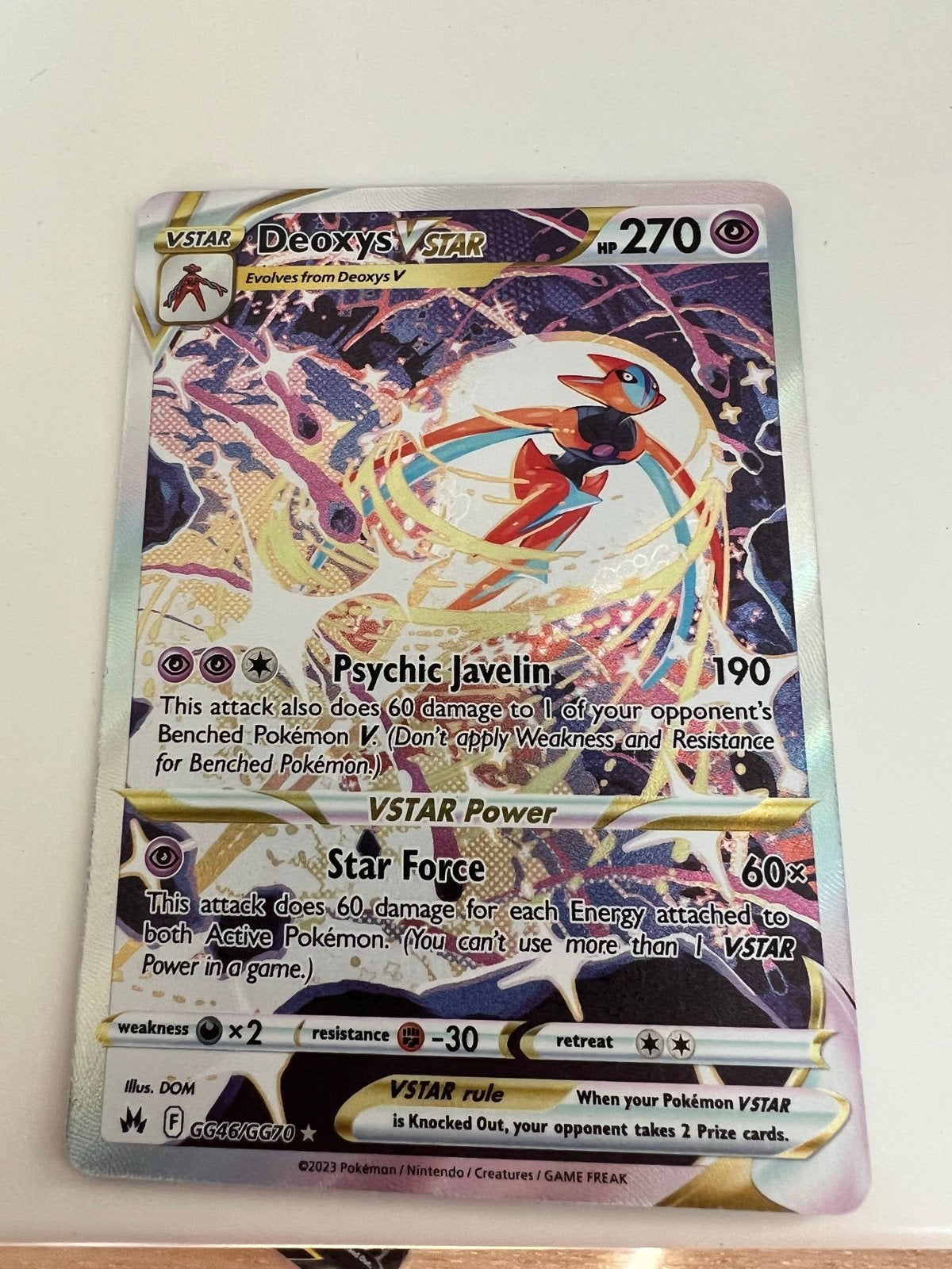 Pokémon Deoxys VSTAR GG46/GG70 Crown Zenith, Ophalen of Verzenden, Zo goed als nieuw, Losse kaart, Foil