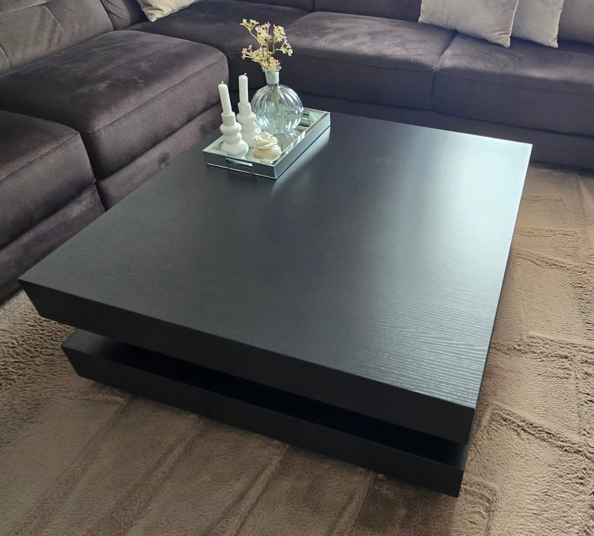 Salontafel Zwart Hout - NOG GEEN JAAR OUD, Ophalen, Vierkant, 50 tot 100 cm, Zo goed als nieuw