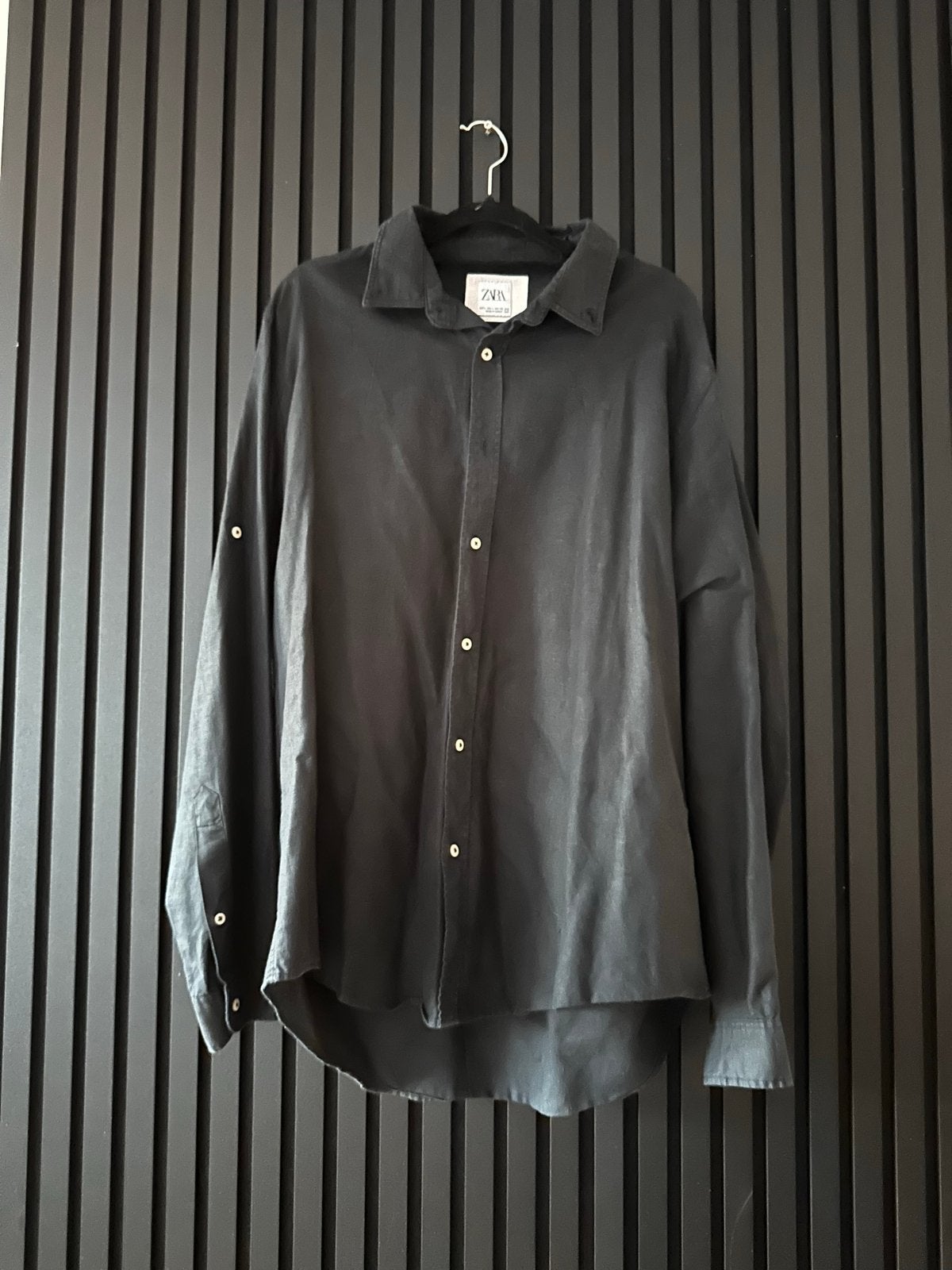 Zwarte Zara Relaxed Fit Blouse - Linnen Look, Ophalen of Verzenden, Zo goed als nieuw, Zwart