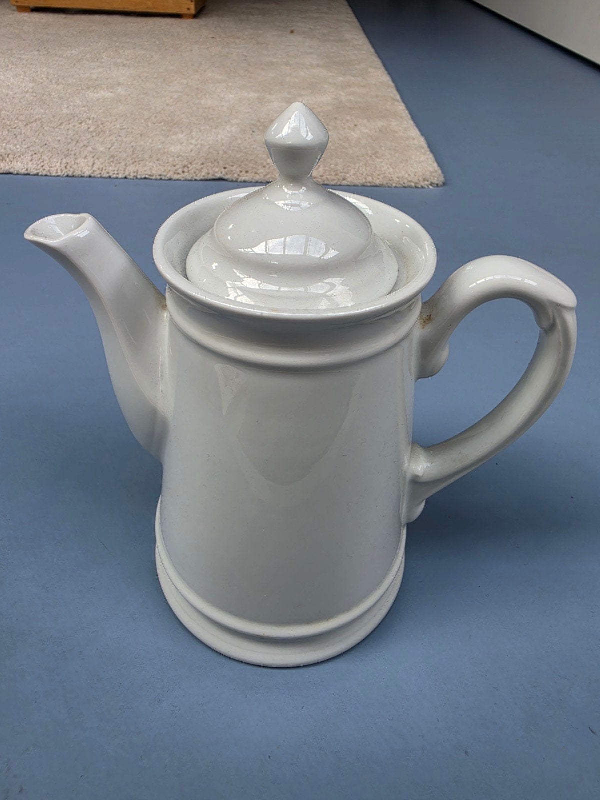 Vintage Franse Bistro Koffiepot | Wit hotelpoerselein | 1,5L, Ophalen of Verzenden