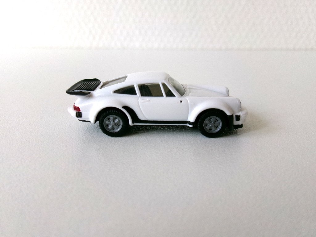 Porsche 911 Turbo wit 1:87/H0 Herpa (geen ovp, geen spiegels, Ophalen of Verzenden, Gebruikt, Auto, Herpa