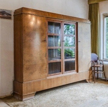 Vintage Art Deco vitrinekast/boekenkast/buffetkast, Huis en Inrichting, Kasten | Vitrinekasten, Ophalen, Gebruikt, 25 tot 50 cm