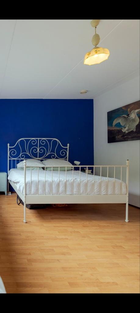 Metalen IKEA bed 160x200 - Wit, exclusief lattenbodem, Huis en Inrichting, Slaapkamer | Bedden, Ophalen, Gebruikt, Wit, Tweepersoons