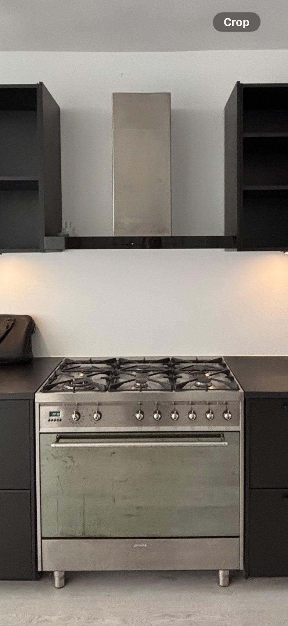 SMEG 90 cm gasfornuis + afzuigkap RVS - 6 pits, Witgoed en Apparatuur, Fornuizen, Ophalen, Gebruikt, 60 cm of meer, Gas