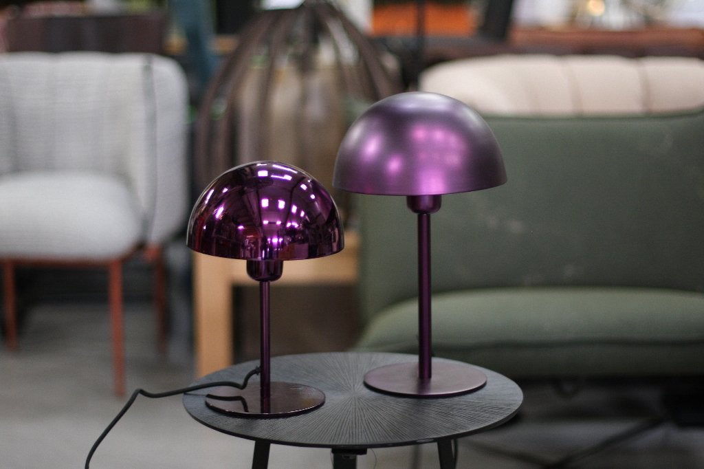 2 x trendy tafellamp Cedillo paars metallic Light & Living, Huis en Inrichting, Zo goed als nieuw, Paars, Metaal, Met schakelaar