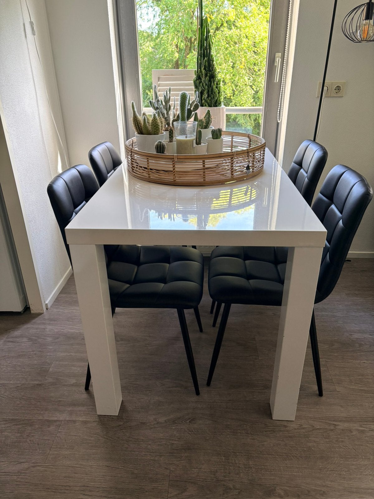 Witte hoogglans eettafel te koop 120/75, Huis en Inrichting, Ophalen, Gebruikt, 100 tot 150 cm, Hoogglans wit