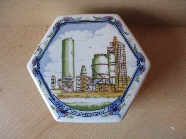 Esso Delfts Blauw snuisterijpotje Flexicokerproject 1986, Ophalen of Verzenden, Zo goed als nieuw