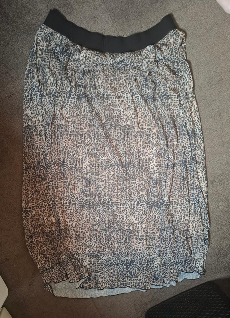 Maxi plissérok met panterprint van Norah, maat 46, Bruin, Maat 46/48 (XL) of groter, Ophalen of Verzenden, Zo goed als nieuw