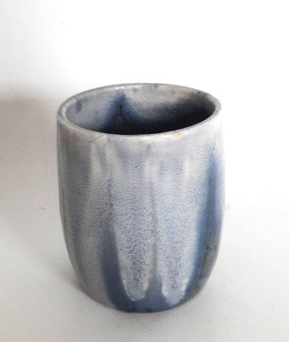 Vintage Jaan Mobach Utrecht keramische beker / unica - JM, Ophalen, Gebruikt, Handgemaakt, Blauw