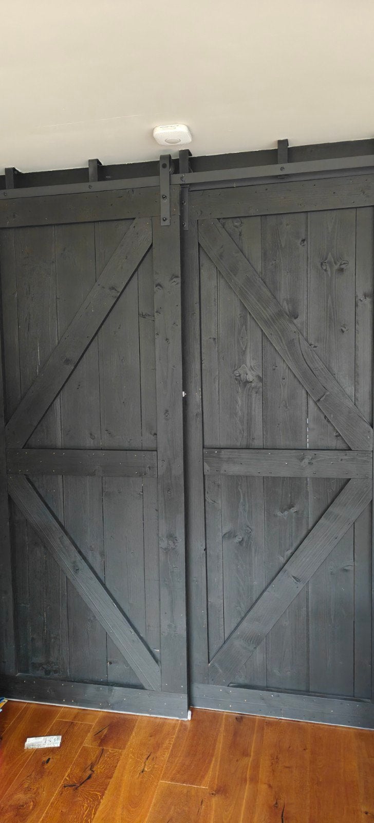 Zwarte houten schuifdeuren (set van 2), Doe-het-zelf en Verbouw, Deuren en Horren, Ophalen, 80 tot 100 cm, Binnendeur, Zo goed als nieuw