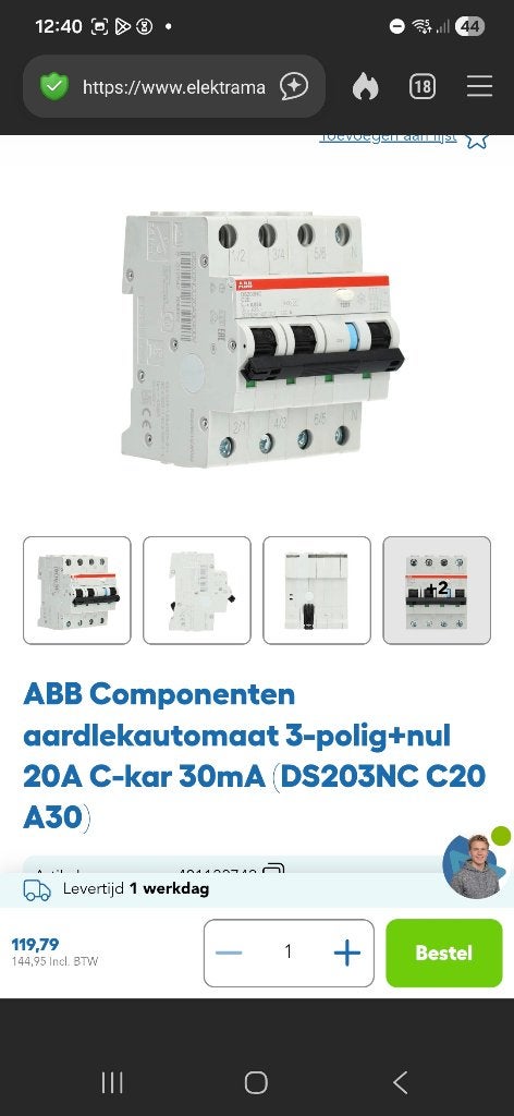 ABB aardlekautomaat DS203NC C20 A30, Ophalen of Verzenden, Nieuw, Schakelaar