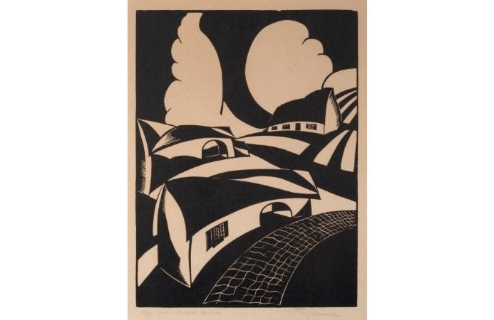 Aparte "voorstudie" van houtdruk Joris Minne, 33 cm, 1950 - 1999, Ophalen of Verzenden, Houtsnede