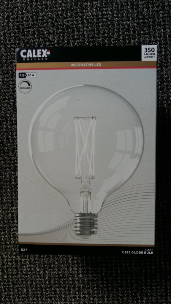 Calex E27 LED Filament Globe 125mm Clear 4 Watt dimbaar, Ophalen, Nieuw, E27 (groot), Led-lamp